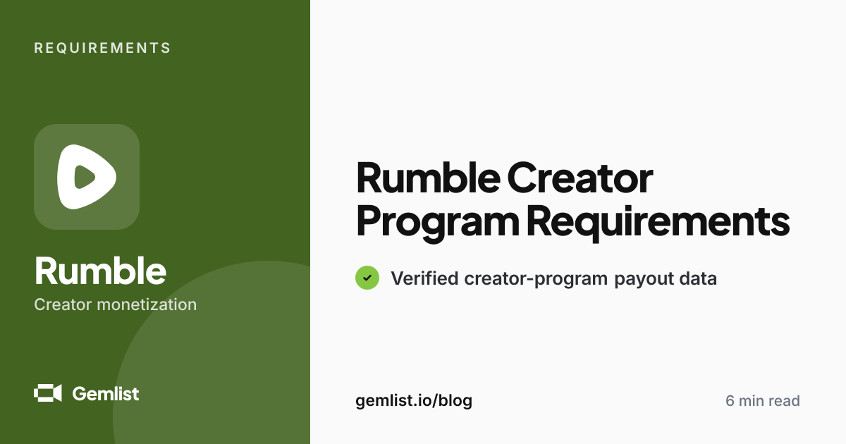 Rumble Creator Program Requirements (2026) | Gemlist